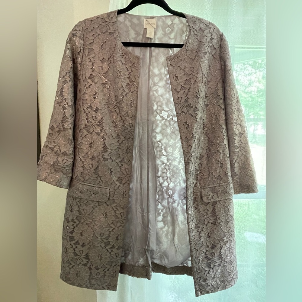 Lovely silvery/with a hint of lavender lace coat